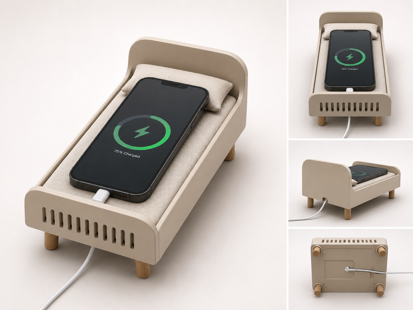PhoneBed™ — Minimal Bedside Phone Rest & Cable Holder